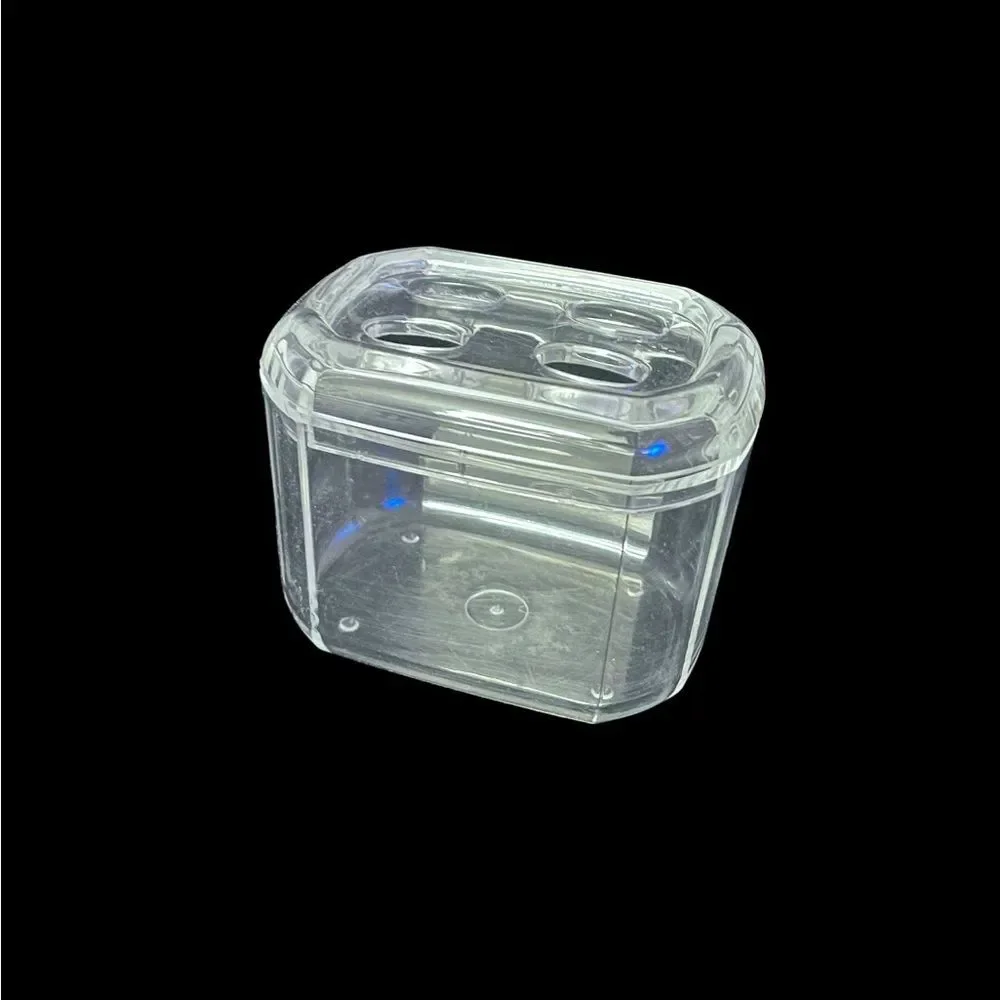 Jewel Cut Acrylic Toothbrush Holder with Lid Vintage Container Store